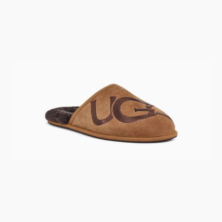 UGG Scuff Logo Brown Slippers for Men (NFHT54126)